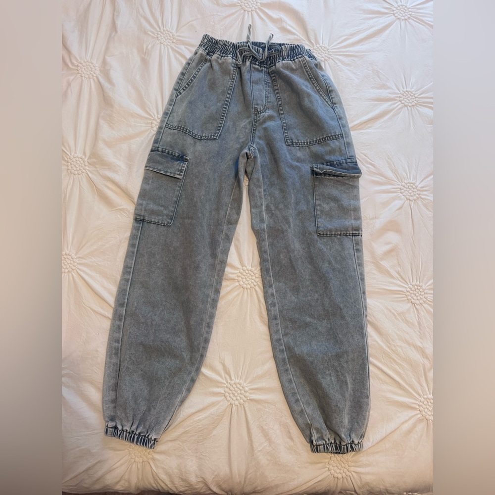 Denim Cargo Joggers